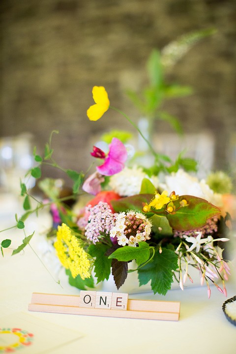 Wedding table setting with flowers