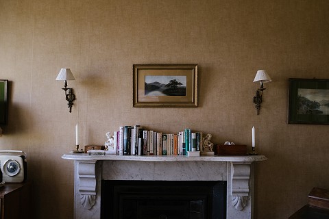 Some good books on the bedroom mantlepiece