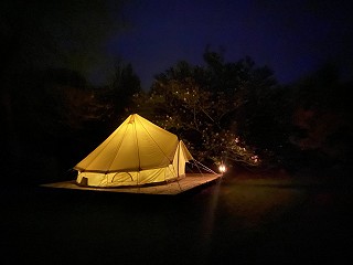 Ballyvolane House Bell Tent glowing in the dark